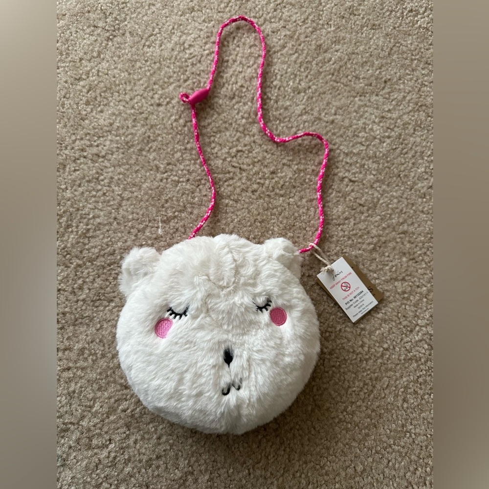 Joules kids girls bear fluffy crossbody bag purse
